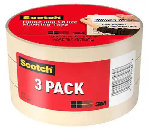 Scotch Home and Office Masking Tape
THIN & STRONG
2 ROLLS 70 IN X 540 YD (160 m)
TOTAL 164 YD (150 m)
Scotch 3 PACK
3M 83482
51131