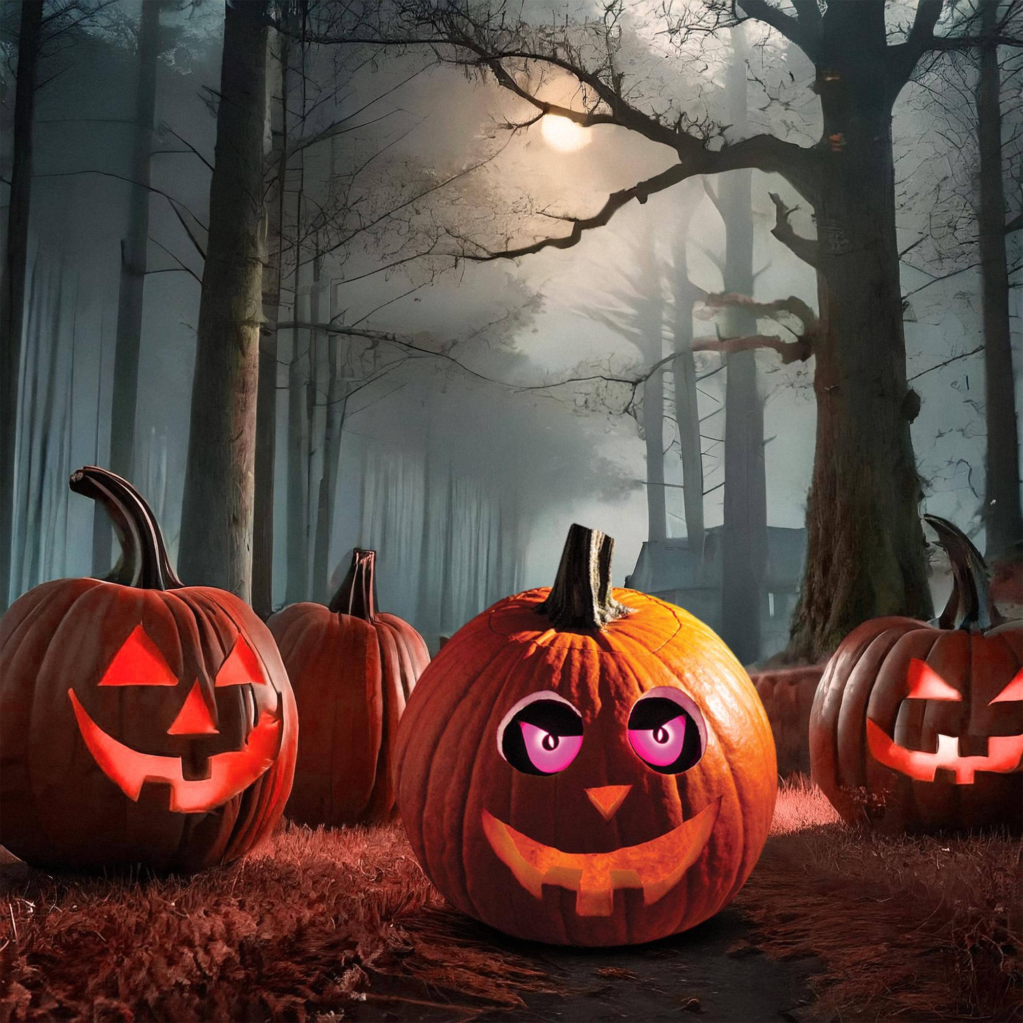 Alt View 2. Funworld - Eerie Light-Up Pumpkin Eyes Halloween Decoration | Purple - Purple.