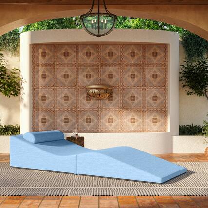 Front. Jaxx - Jaxx Clermont Sun Lounger - Luxurious Waterproof Poolside Lounge & Outdoor Chaise - Sunbrella Ocean Blue - Marine Grade Vinyl.