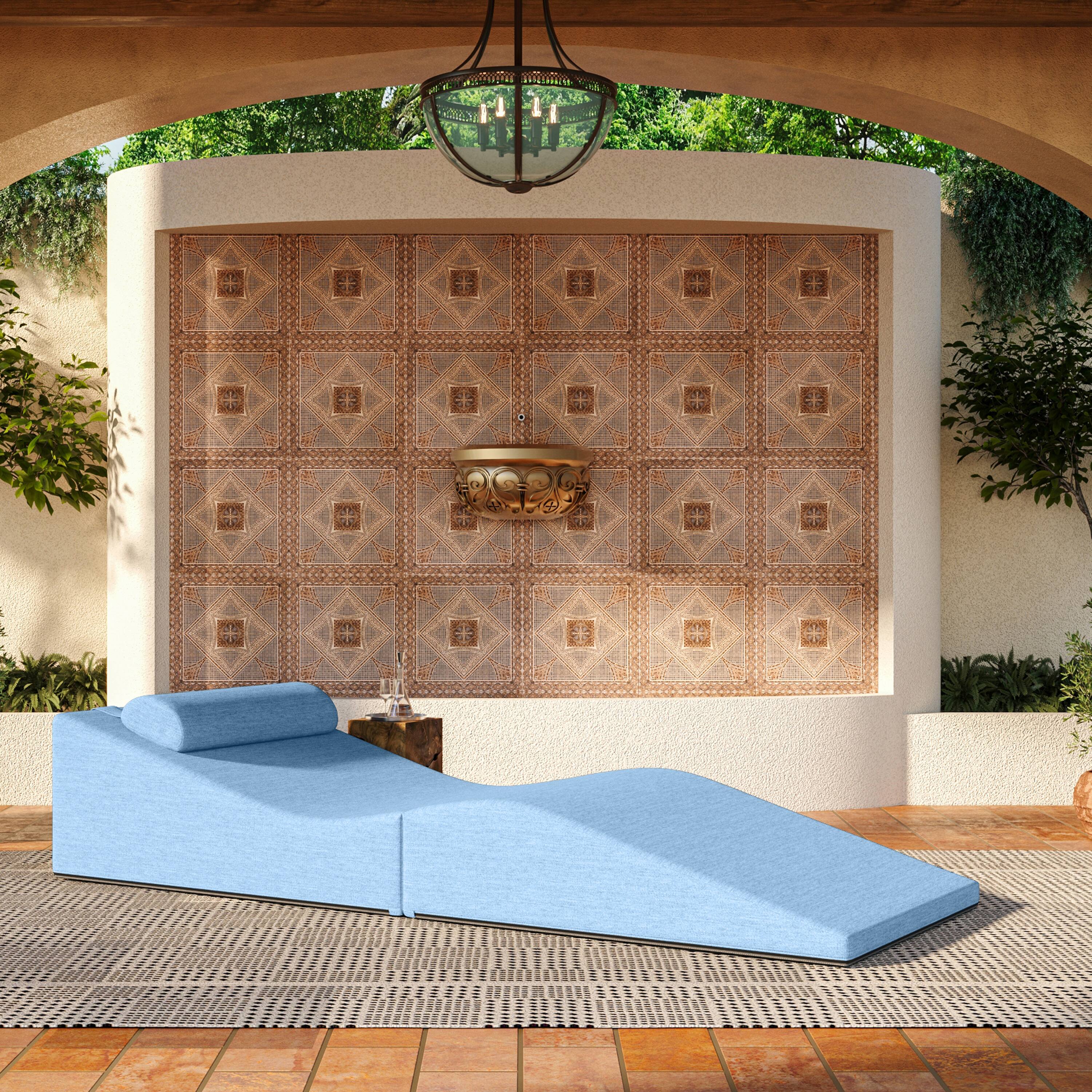 Front. Jaxx - Jaxx Clermont Sun Lounger - Luxurious Waterproof Poolside Lounge & Outdoor Chaise - Sunbrella Ocean Blue - Marine Grade Vinyl.