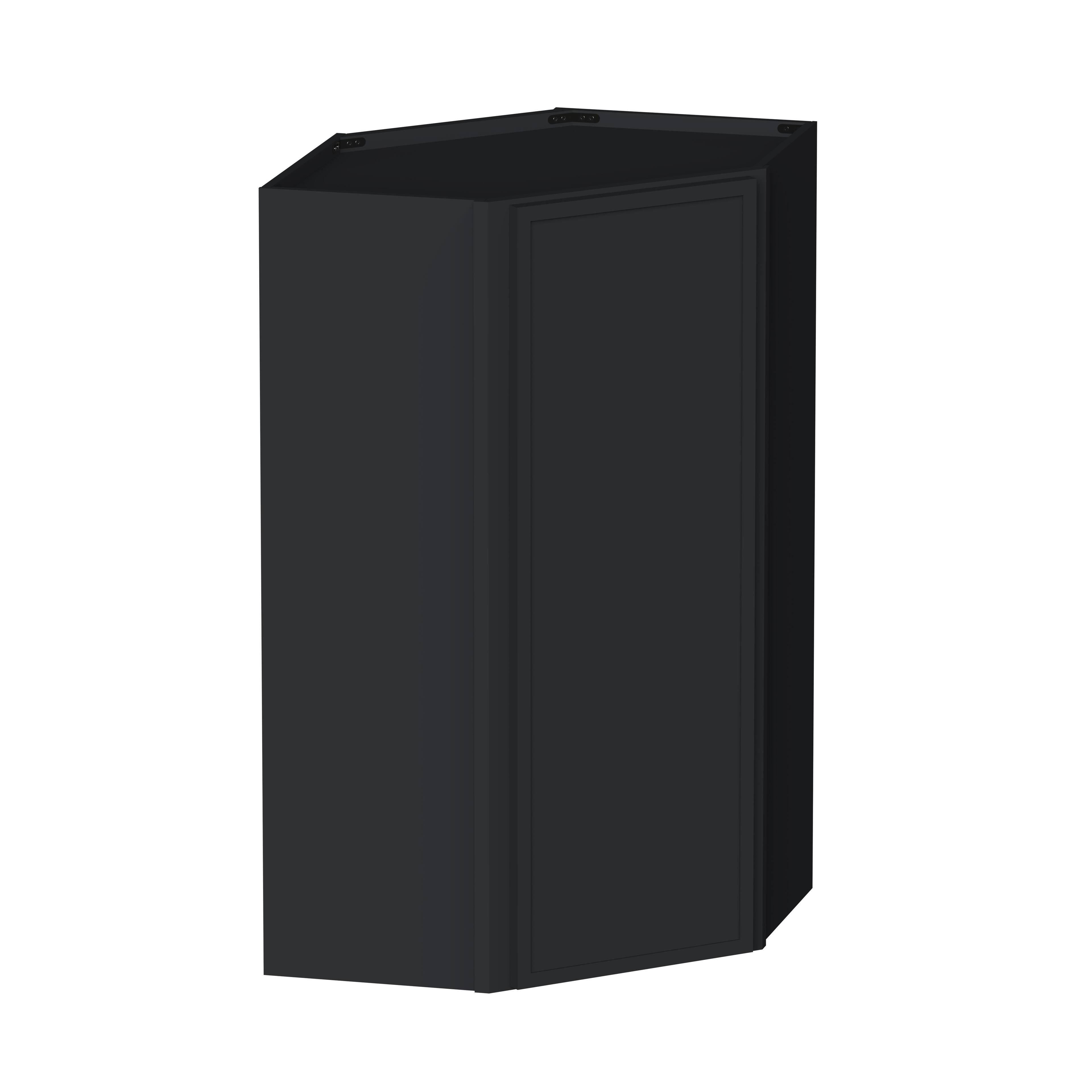 Boyel Living - 24-in W x 42-in H x 12-in D Shaker RTA Kitchen Diagonal Corner Wall Cabinet with Soft-Close - Black