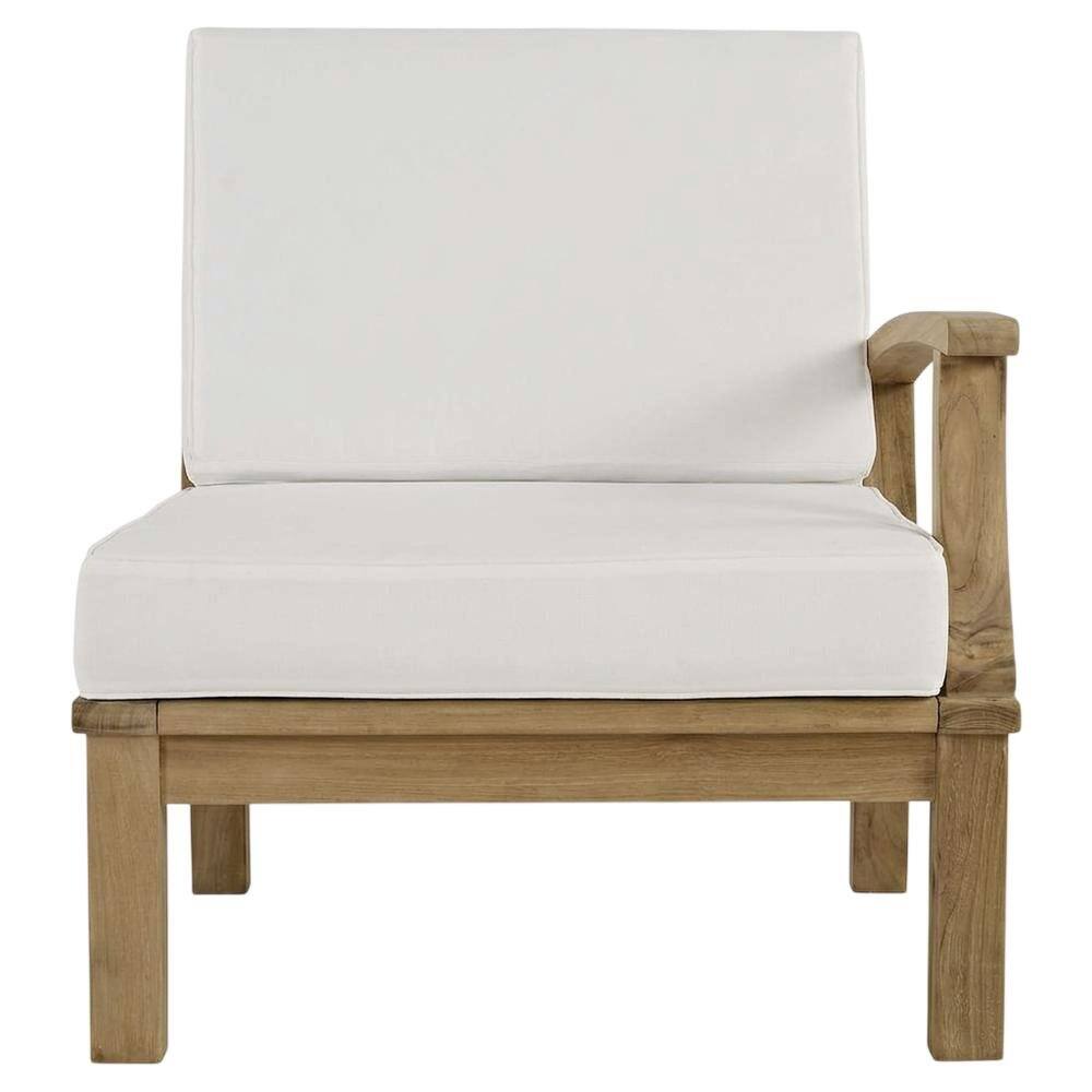Back. Outdoor Escape - Outdoor Teak Right-Facing Sofa With Cushions And Durable Frame - White.