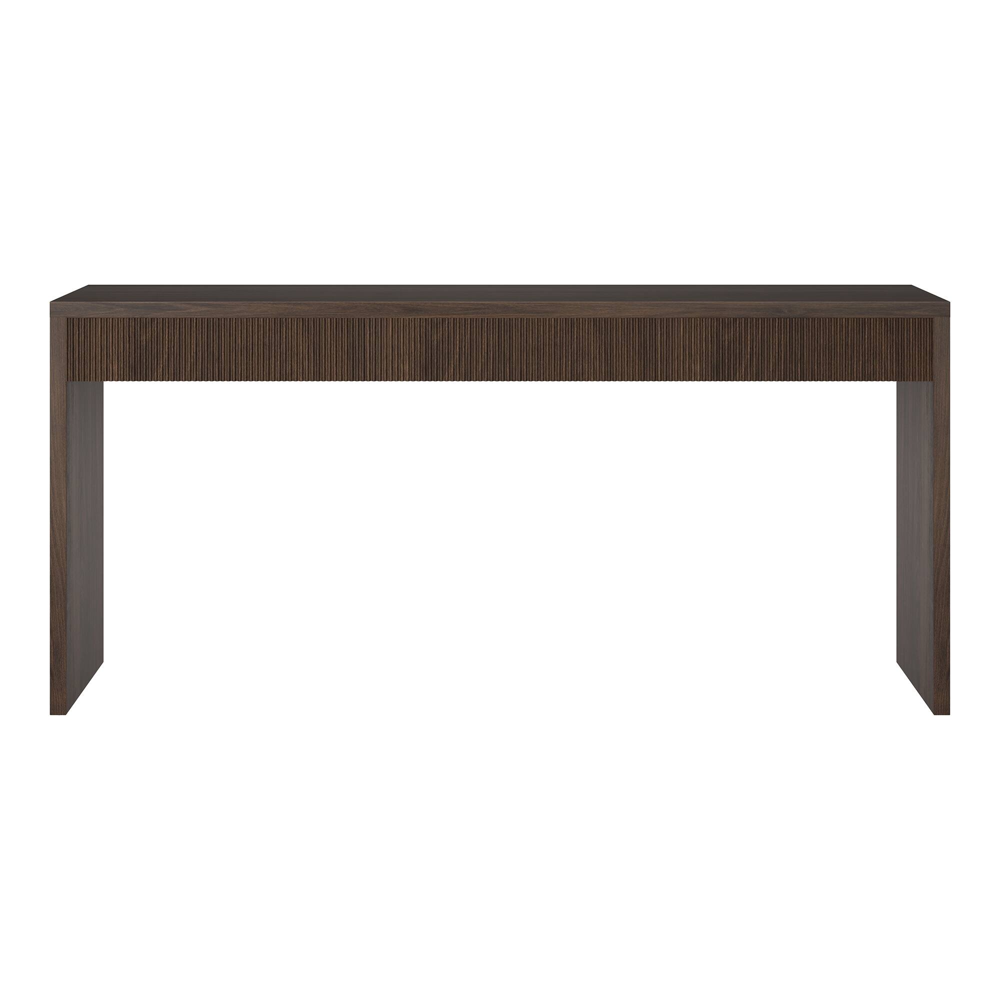 Angle. Hudson&Canal - Lawrence 64" Wide Rectangular Fluted Console Table - Brown.