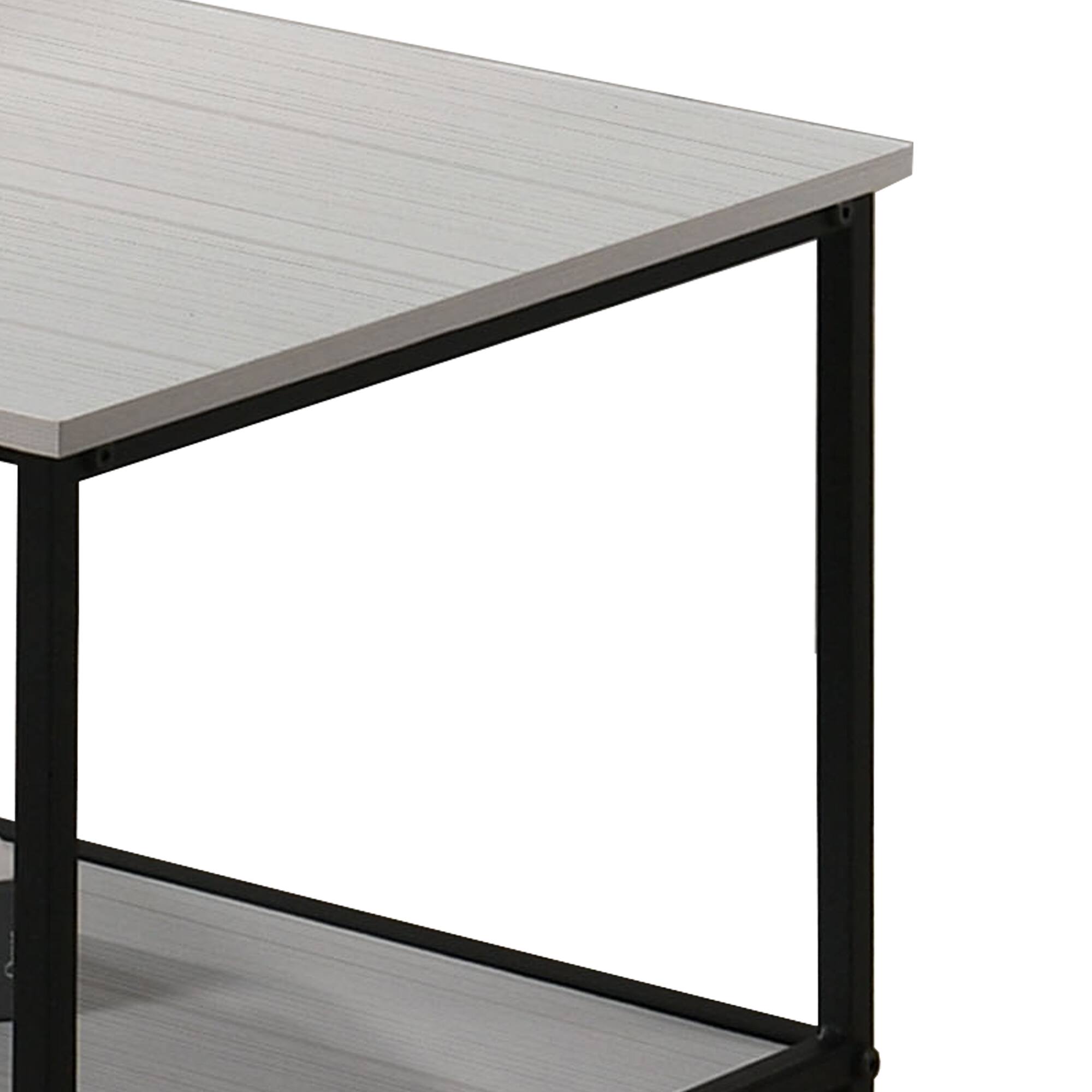 Alt View 2. Vaczon - Minimalist 3-Pc. Coffee Table Set with 2-Tier Storage Collection Metal and Engineered Wood Compact Living Room - White.