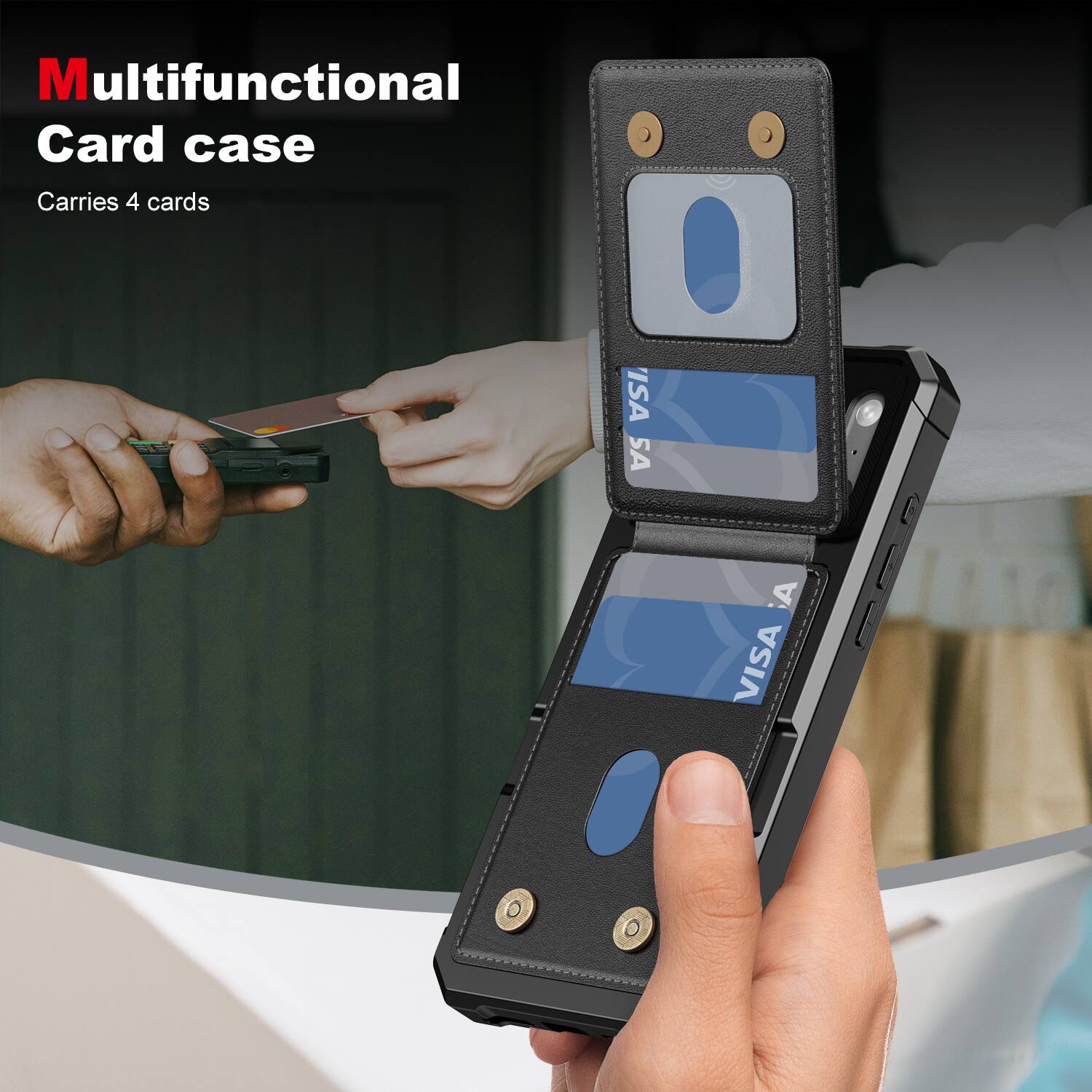 Multifunctional Card case  
Carries 4 cards