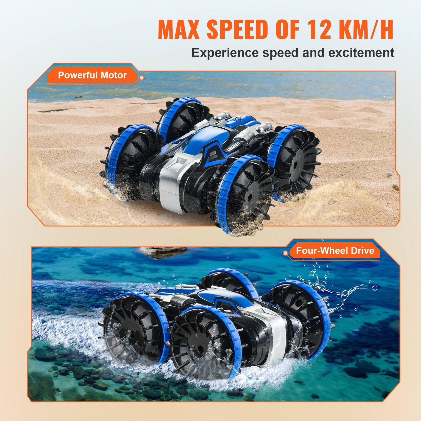 MAX SPEED OF 12 KM/H  
Experience speed and excitement  

Powerful Motor  

Four-Wheel Drive
