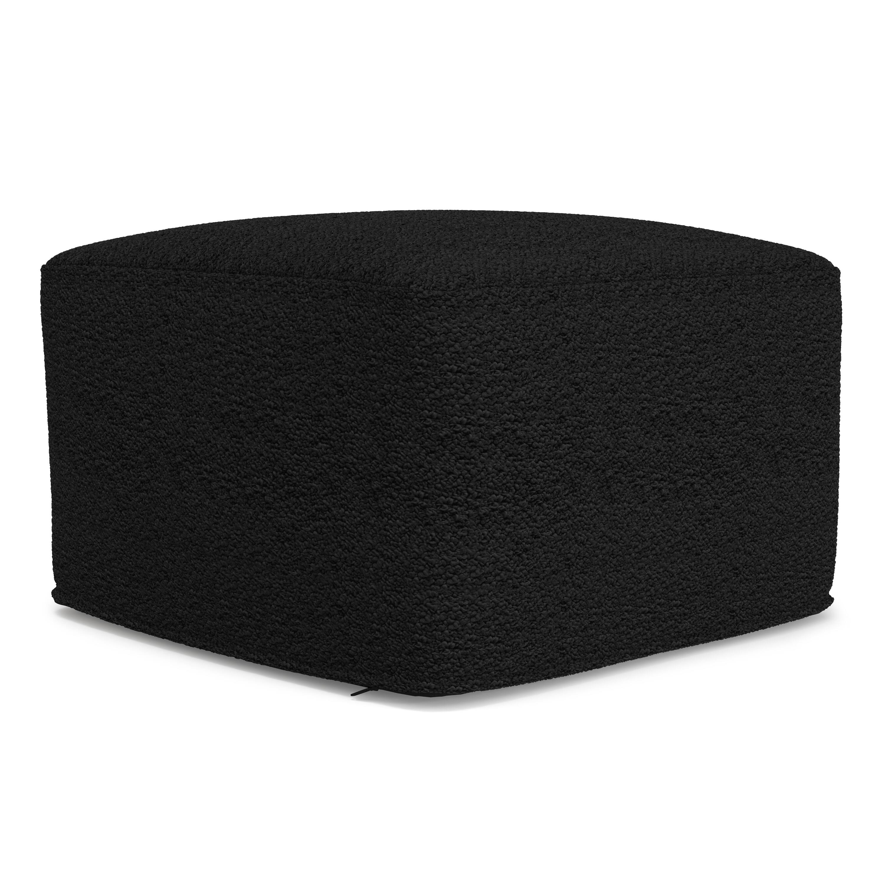 Alt View 1. Simpli Home - Chantal 24 inch Wide Contemporary Pouf in Black Boucle Fabric - Black.
