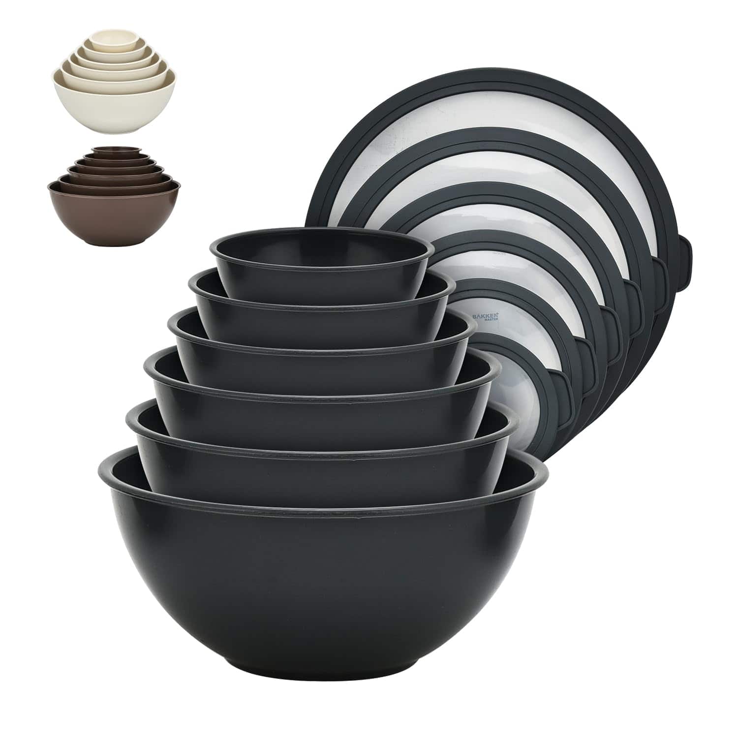 Bakken- Swiss - Bakken Master 12-Piece Mixing Bowl Set with Lids – BPA-Free, Microwave, Freezer & Dishwasher Safe - Gray