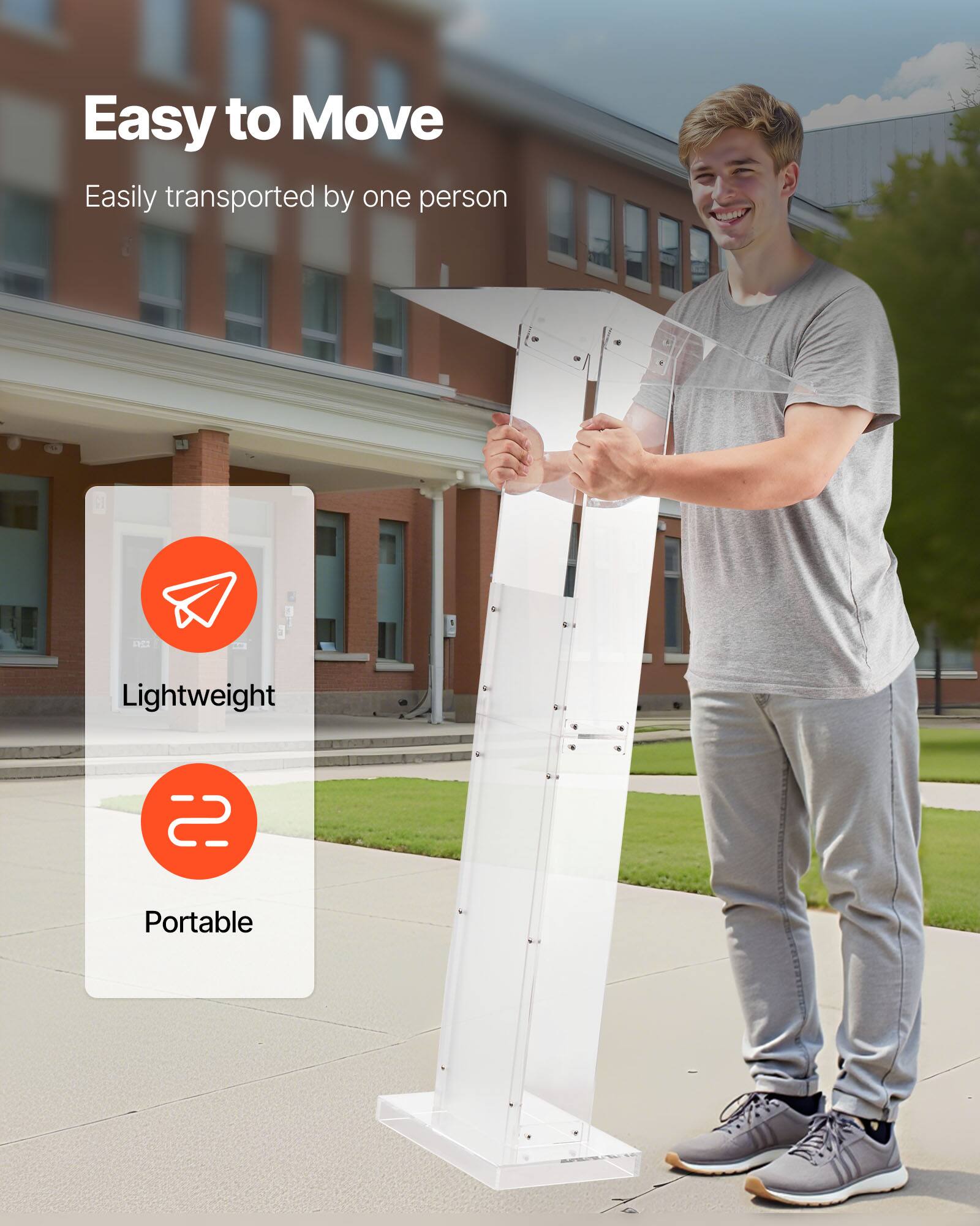 Easy to Move  
Easily transported by one person  

Lightweight  
Portable