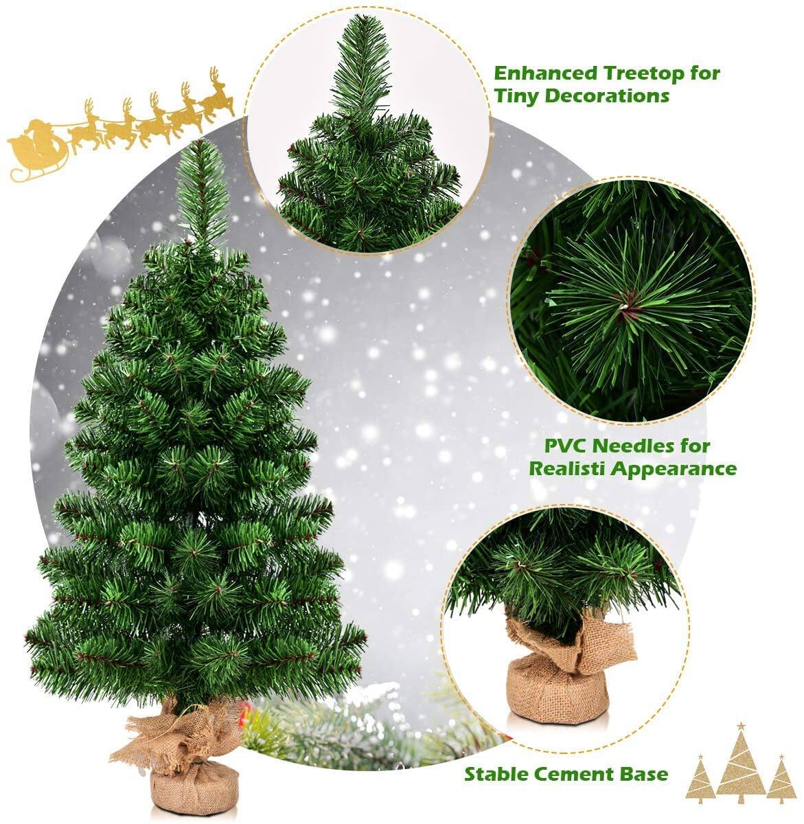 Enhanced Treetop for Tiny Decorations  
PVC Needles for Realistic Appearance  
Stable Cement Base