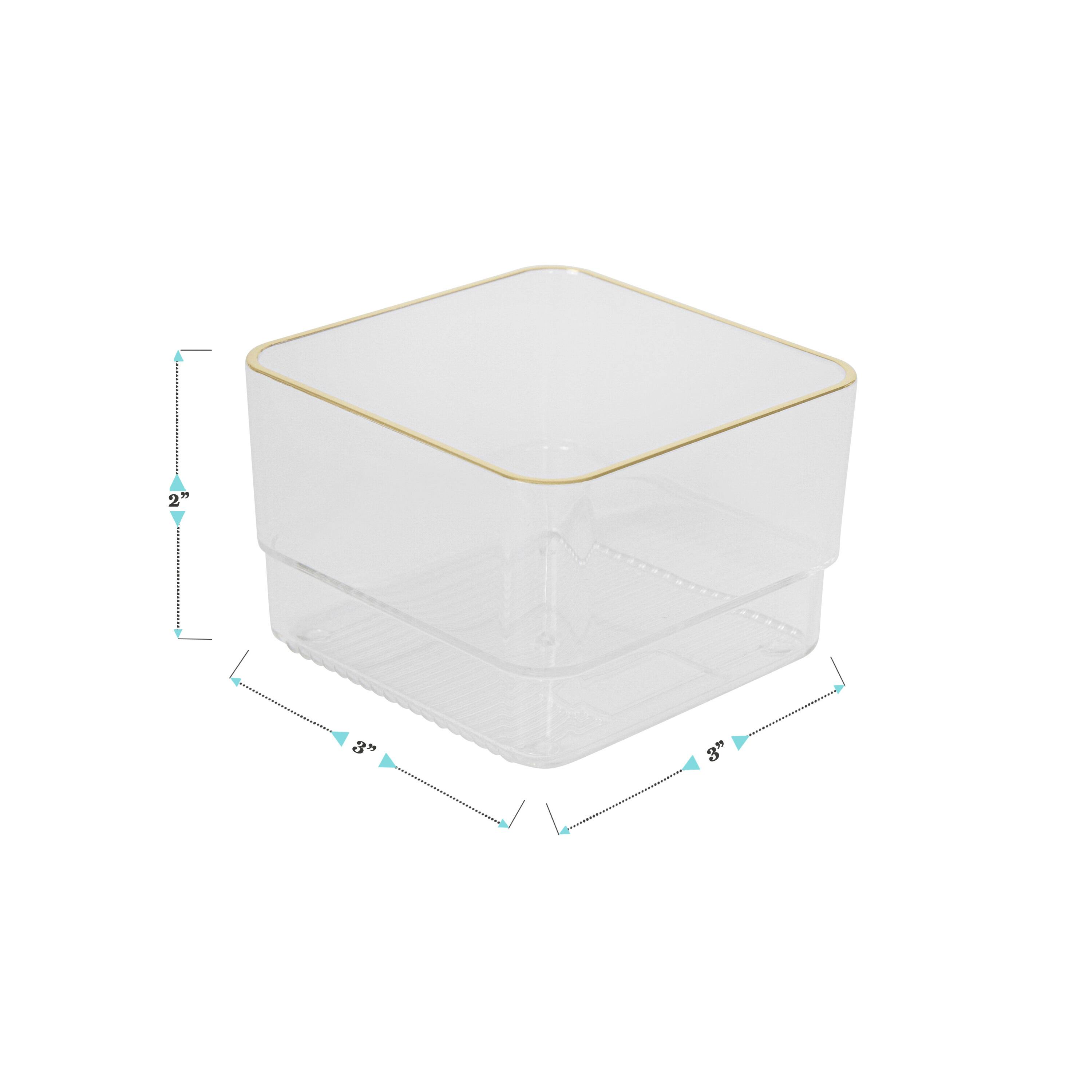 Alt View 16. Martha Stewart - Kerry Set of 12 Plastic Stacking Desk Drawer Organizers with Gold Trim - 3 x 3 - Clear/Gold Trim.