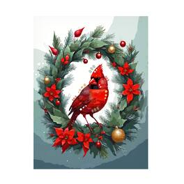 Trademark Fine Art - Dean Russo- Evolution Collection Christmas Cardinal Canvas Art - 14x19 - Multicolor