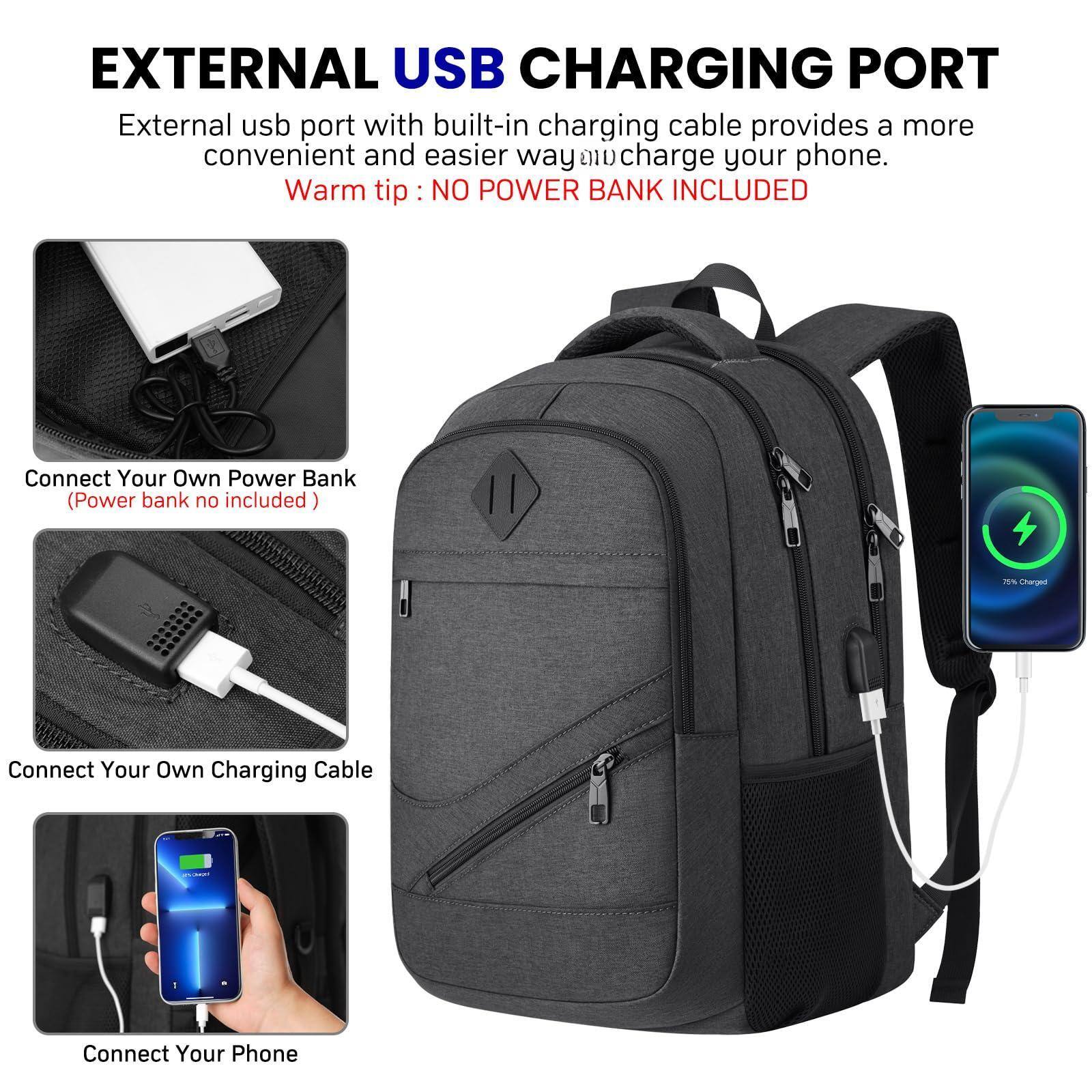 Back. Live At Space - School Laptop Backpack For Women Men  15 6 Inch College High Backpacks With Usb Charging Port Waterproof Travel Pack - Grey-15.6 inch.