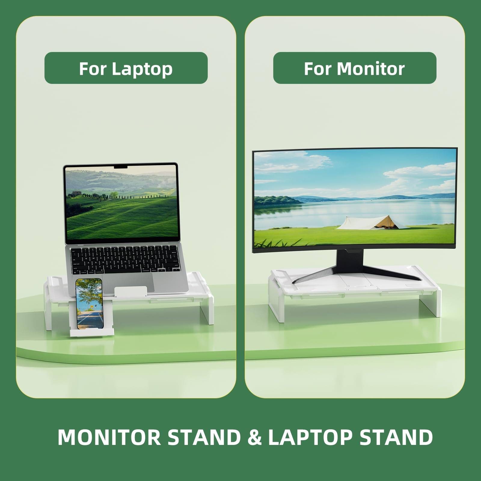 For Laptop  
For Monitor  

MONITOR STAND & LAPTOP STAND