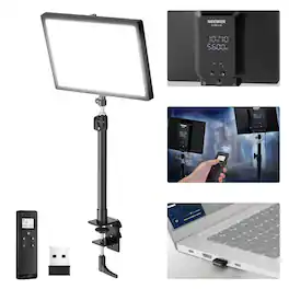Neewer - 25W Streaming Key Light with Desk Stand - APP/Remote Control Edge Lit Panel for Zoom & Webcam