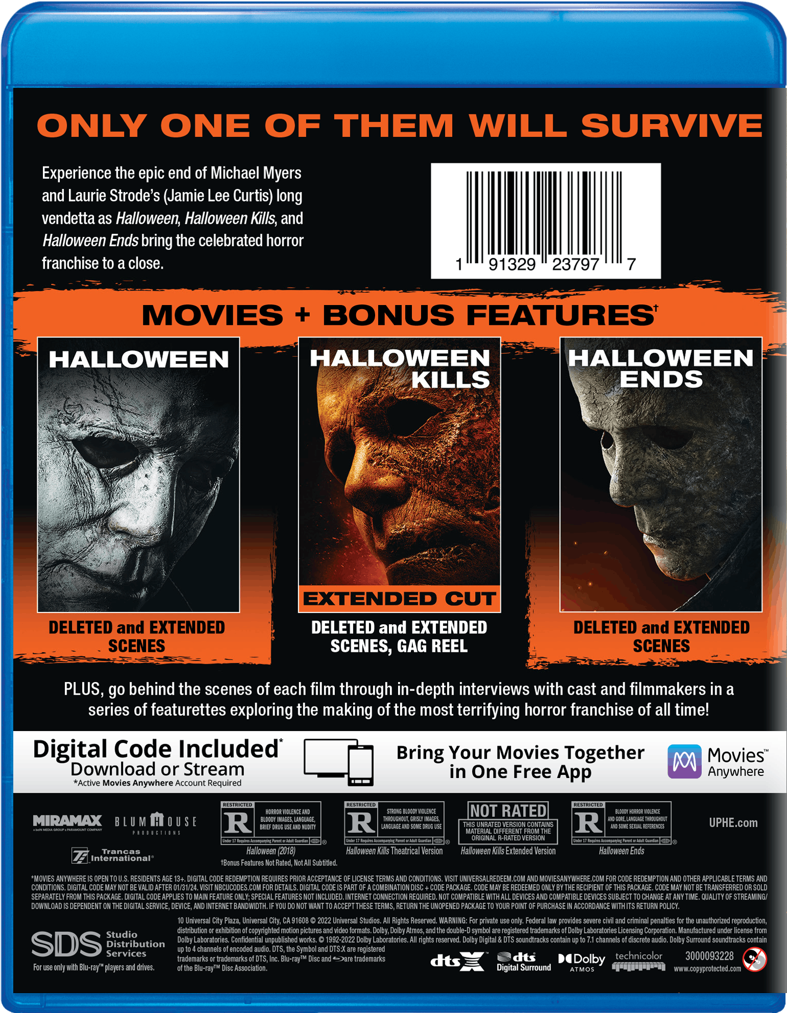 Back. Halloween/Halloween Kills/Halloween Ends (Box Set) [Blu-ray].