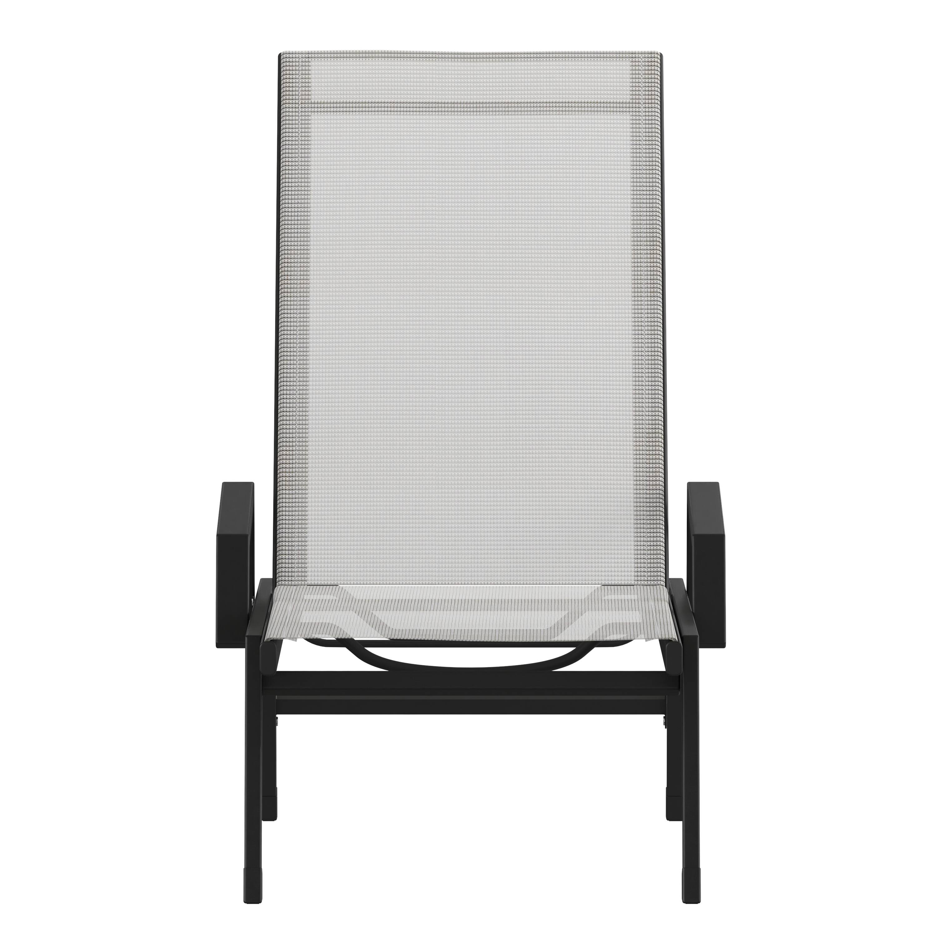 Alt View 10. Emma + Oliver - Braelin Set of 2 Textilene Adjustable 5 Position Patio Chaise Lounge with Armrests and Metal Frame - Gray.