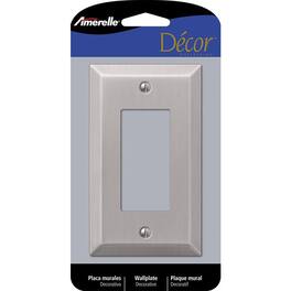 AMERELLE - Century Brushed 1 gang Stamped Steel Decorator Wall Plate 1 pk - Nickel