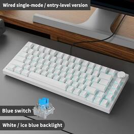 PRIMEPLUS - Wired With Rotary Volume Buttons Hot-Swappable Keys For Office AndHome Mechanical Keyboards DIY - White