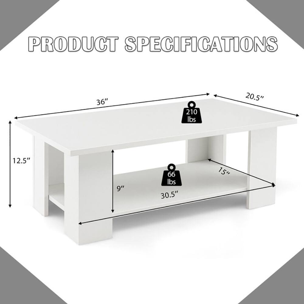 PRODUCT SPECIFICATIONS  
36" x 20.5" x 12.5"  
Top: 210 lbs  
Shelf: 66 lbs  
Shelf Dimensions: 30.5" x 15" x 9"