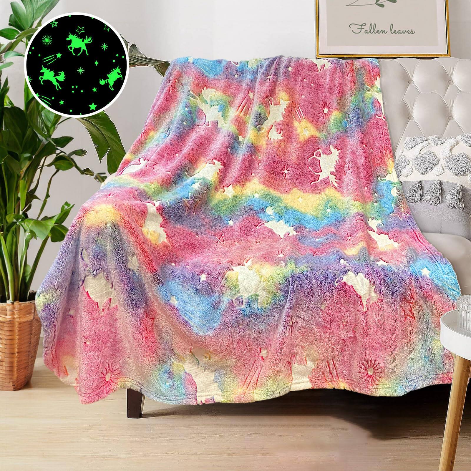 Pacoar Cade - Dinosaur Blanket For Personalized Blankets Glow In The Dark Soft Fleece And Throw Birthday x Dinosaur Blanket: The soft - Unicorn 2-40"x 50"