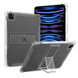 Dteck - Rugged Case For iPad Pro 13-inch (M5) 2025/(M4) 2024 Sturdy Kickstand Pencil Holder Non-Yellowing Slim Cover - Clear