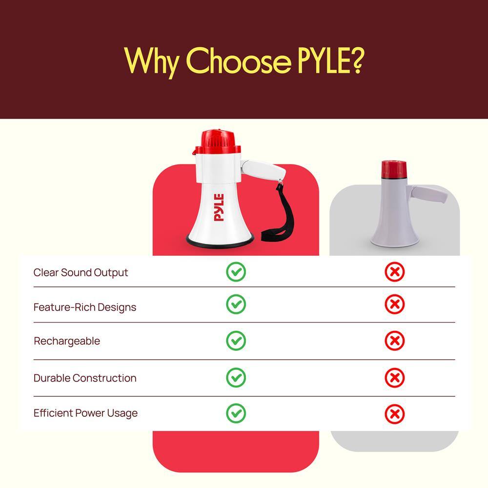 Why Choose PYLE?  
- Clear Sound Output  
- Feature-Rich Designs  
- Rechargeable  
- Durable Construction  
- Efficient Power Usage