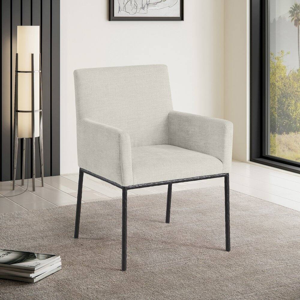 Alt View 1. Meridian Furniture - Reeves Cream Chenille Fabric Dining Chair, Set of 2 - Beige.
