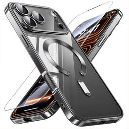 Kitcheniva - Protective Shockproof Case with Magnetic Ring For IPhone 17 Pro Max Case And Tempered Glass - Black