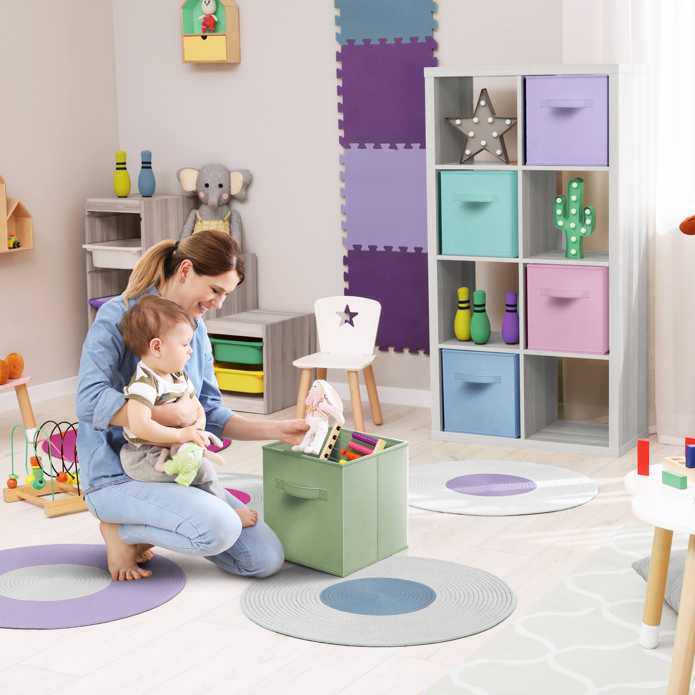 Alt View 4. Sorbus - Sorbus Foldable Storage Cubes - 6 Fabric Baskets for Organizing Pantry, Closet, Shelf, Nursery, Playroom, Toy Box, Cubby - Combo Pastel.