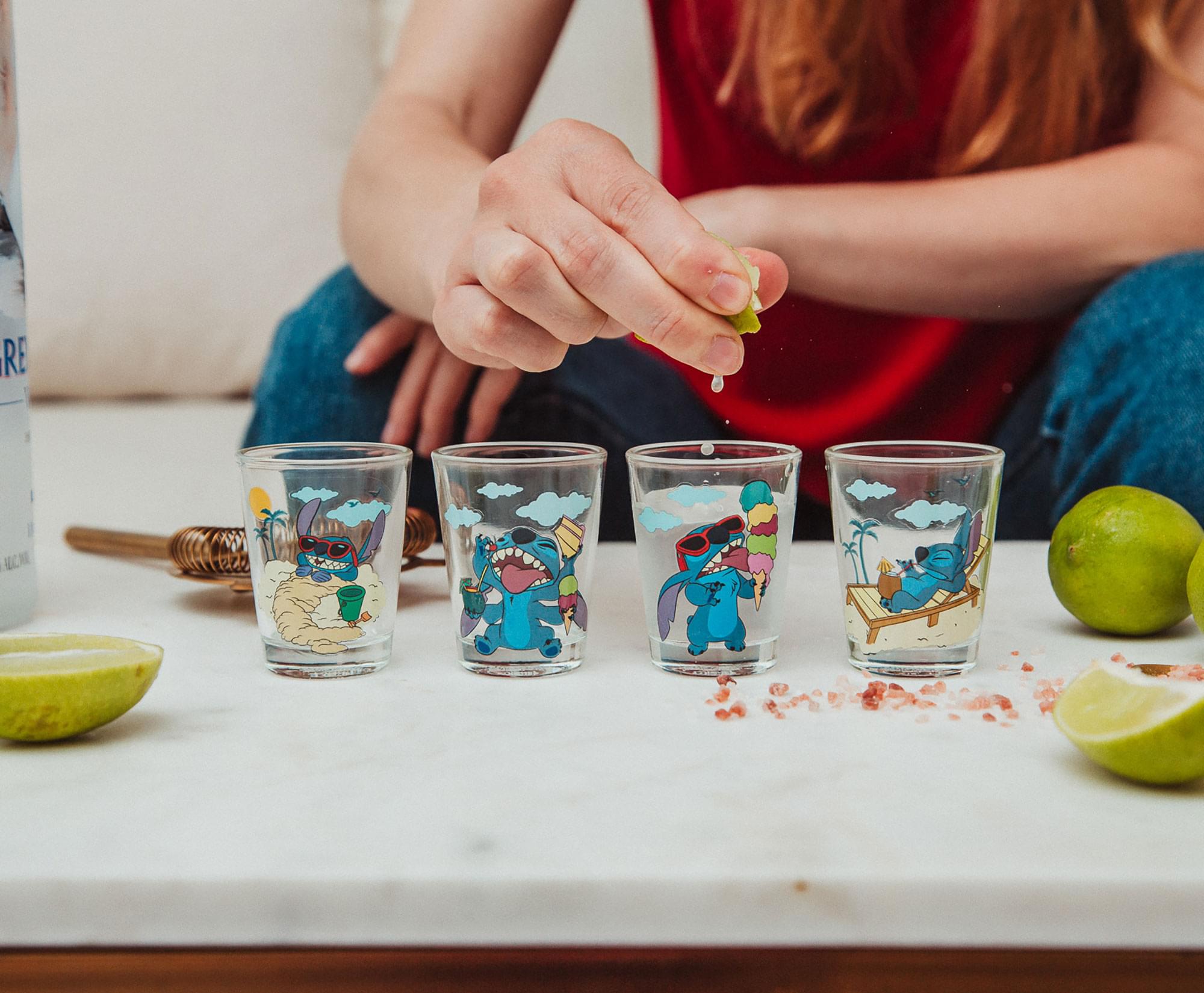 Alt View 1. Disney - Disney Lilo & Stitch Beach Day 1.5-Ounce Mini Shot Glasses | Set of 4 - Blue.