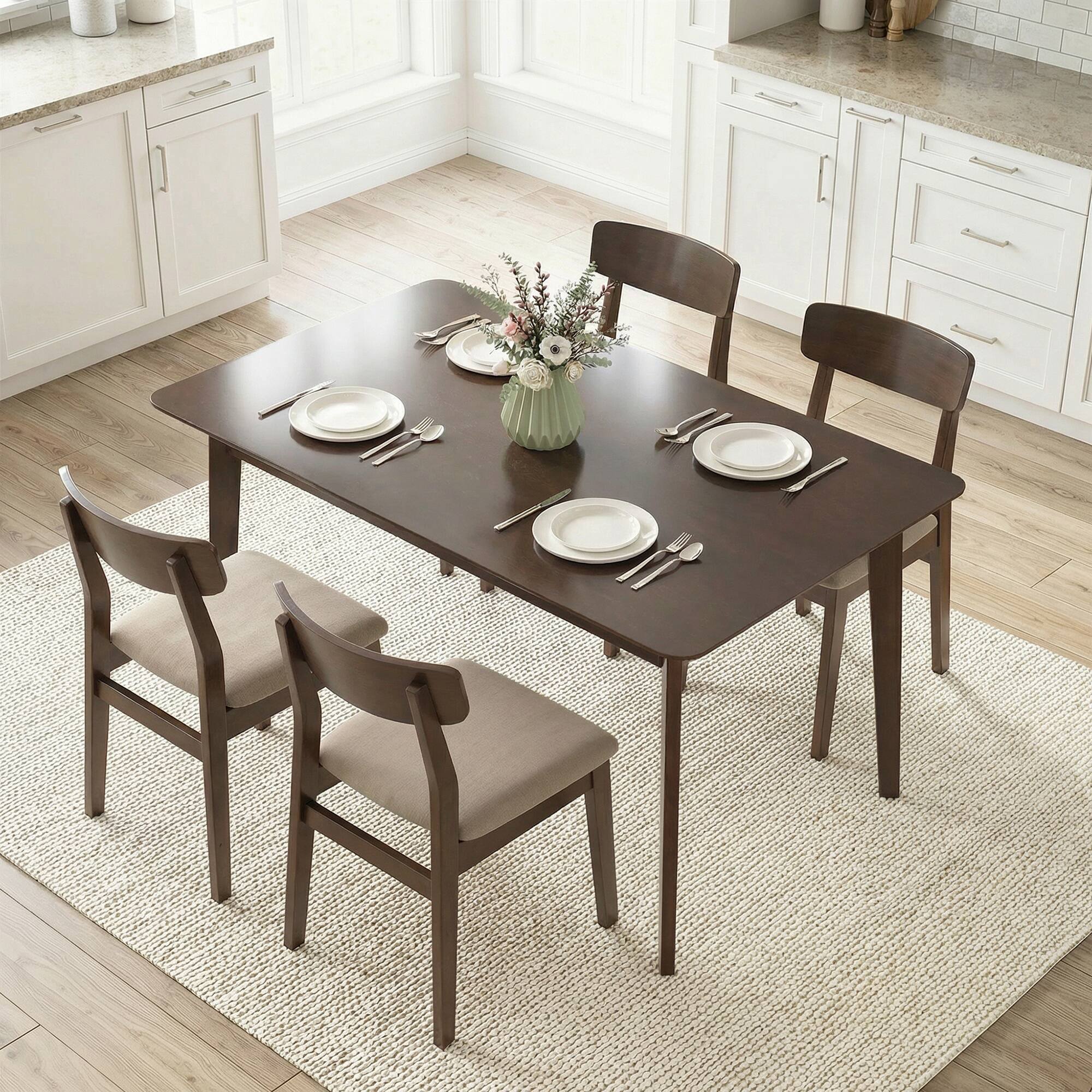 Alt View 1. Homcom - Rectangle Dining Table for 4 - Dark Mahogany.