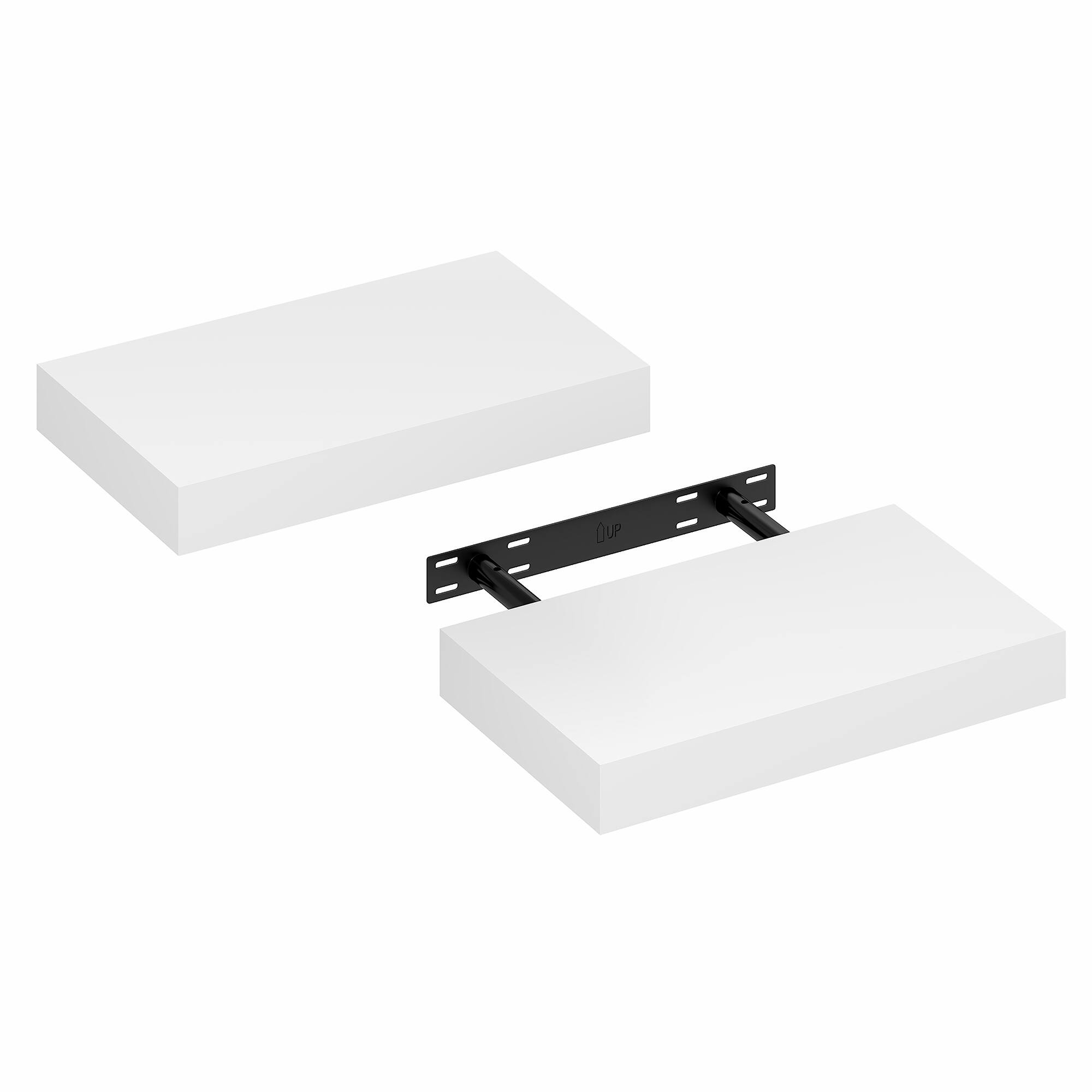 Alt View 3. Furinno - TANNA Floating Shelves for Wall 9 x 16 Wall Shelf, Set of 2, Wall Mounted Shelf with Invisible Bracket, 2-in Thick - White.