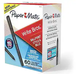 Paper Mate - Write Bros. Ballpoint Pen, Medium Point, 60/Pack - Black Ink