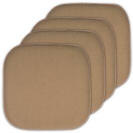 Sweet Home Collection - Honeycomb Memory Foam No Slip Back 16" x 16" Chair Pad Cushion, 4-Pack - Taupe
