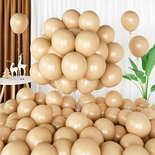 DORLUKFU - Balloons, 12 Inch 60 Pcs Beige Balloons, Retro Apricot Neutral Latex Balloons for Garland Arch, Matte Tan Cream - Nude