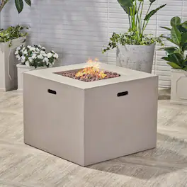 APRILSOUL - AIDAN 31 inch SQUARE FIRE PIT 40000 BTU - LIGHT GREY