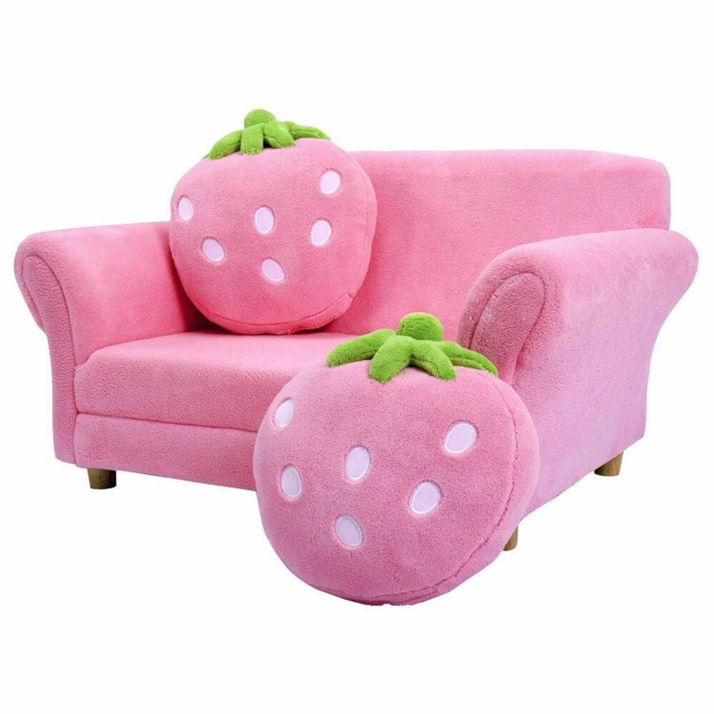 Angle. Pefilos - BL/PI Kids Strawberry Armrest Chair Sofa-Pink, Kids Couch for Kids - Pink.