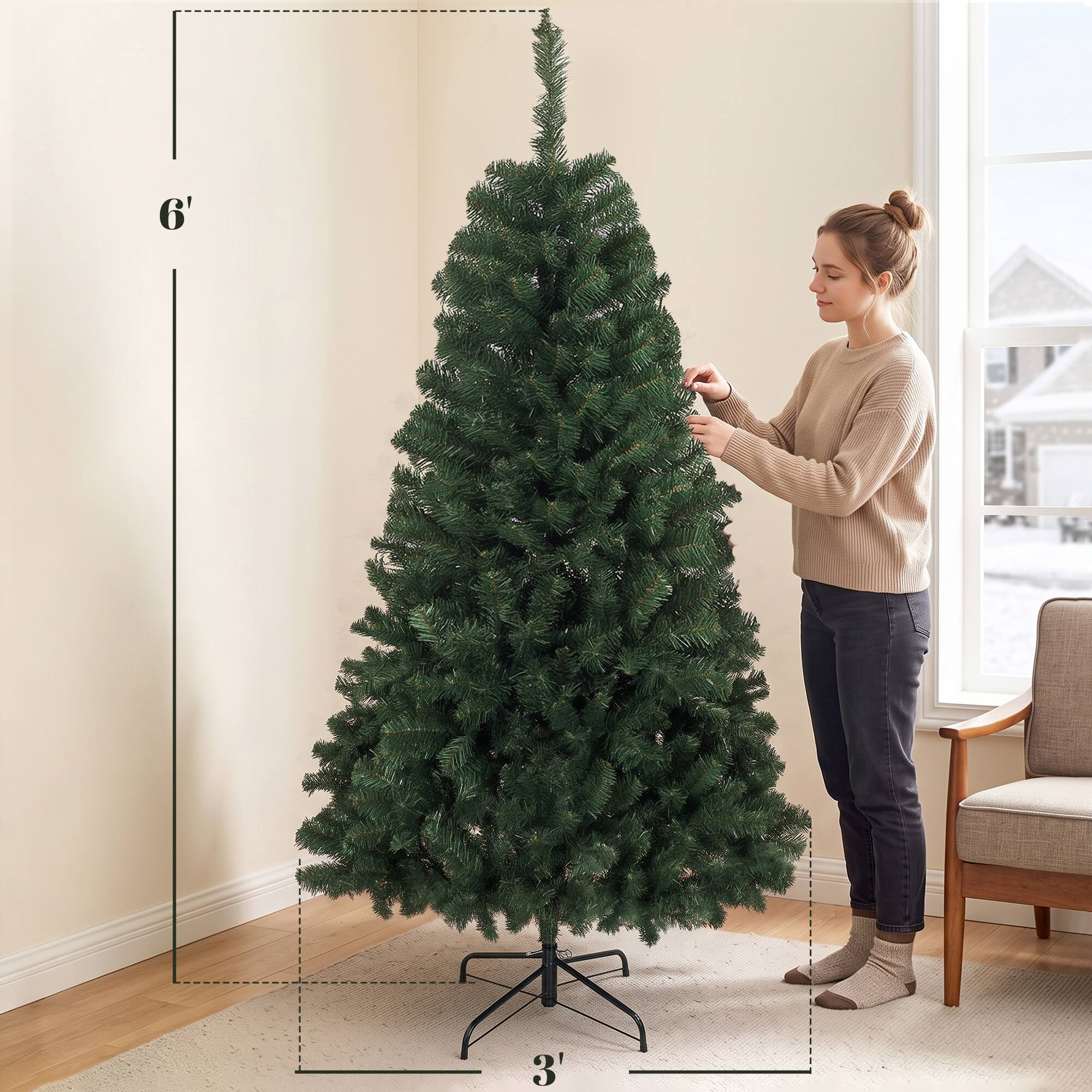 Alt View 2. Homcom - ft Artificial Christmas Tree, Norway Spruce Tree - Green.