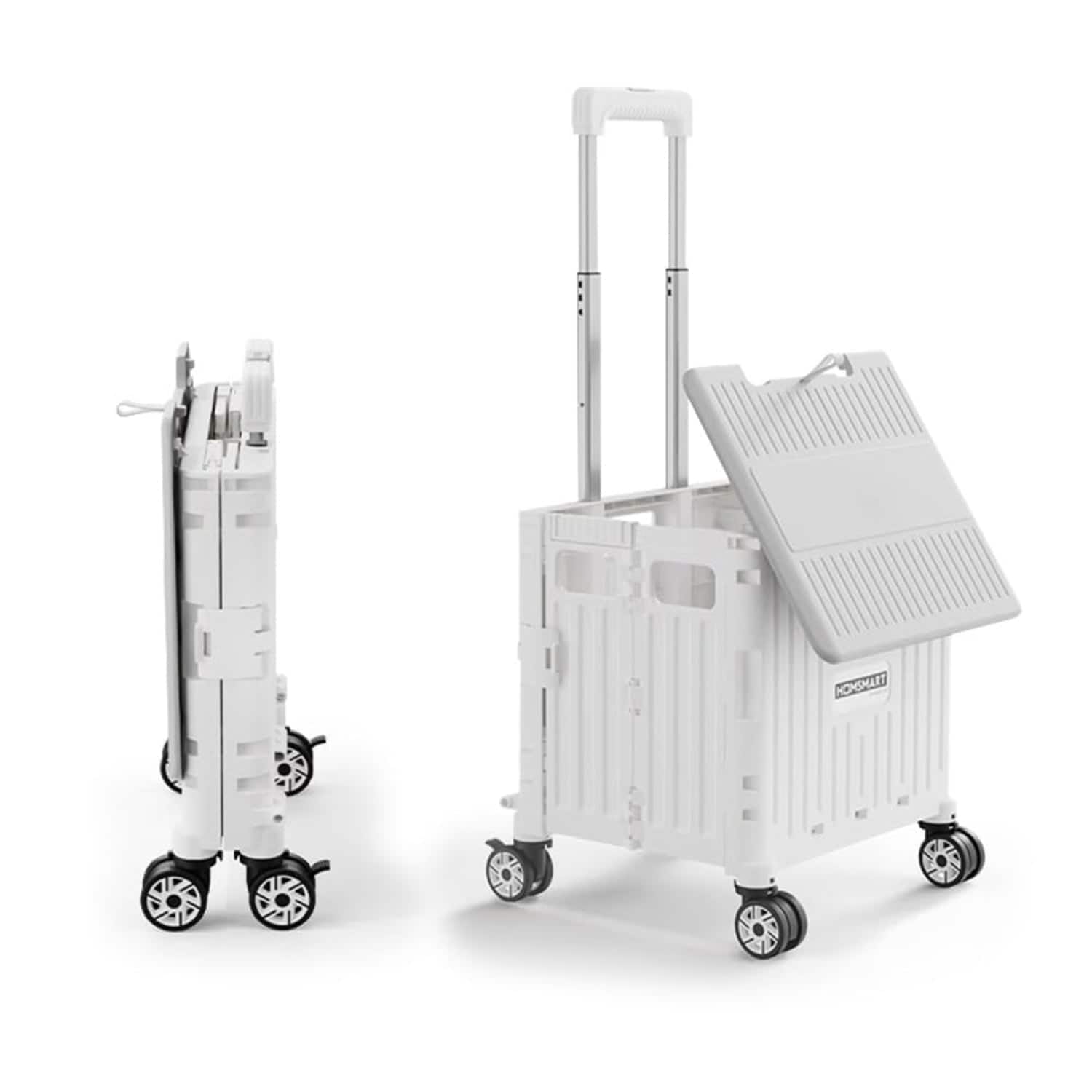 Viviendo - 65L Foldable Utility Cart with 360° Wheels - Telescopic Handle & Sliding Cover, 72KG Capacity for Camping & Shopping - White price history on PriceWatchPro