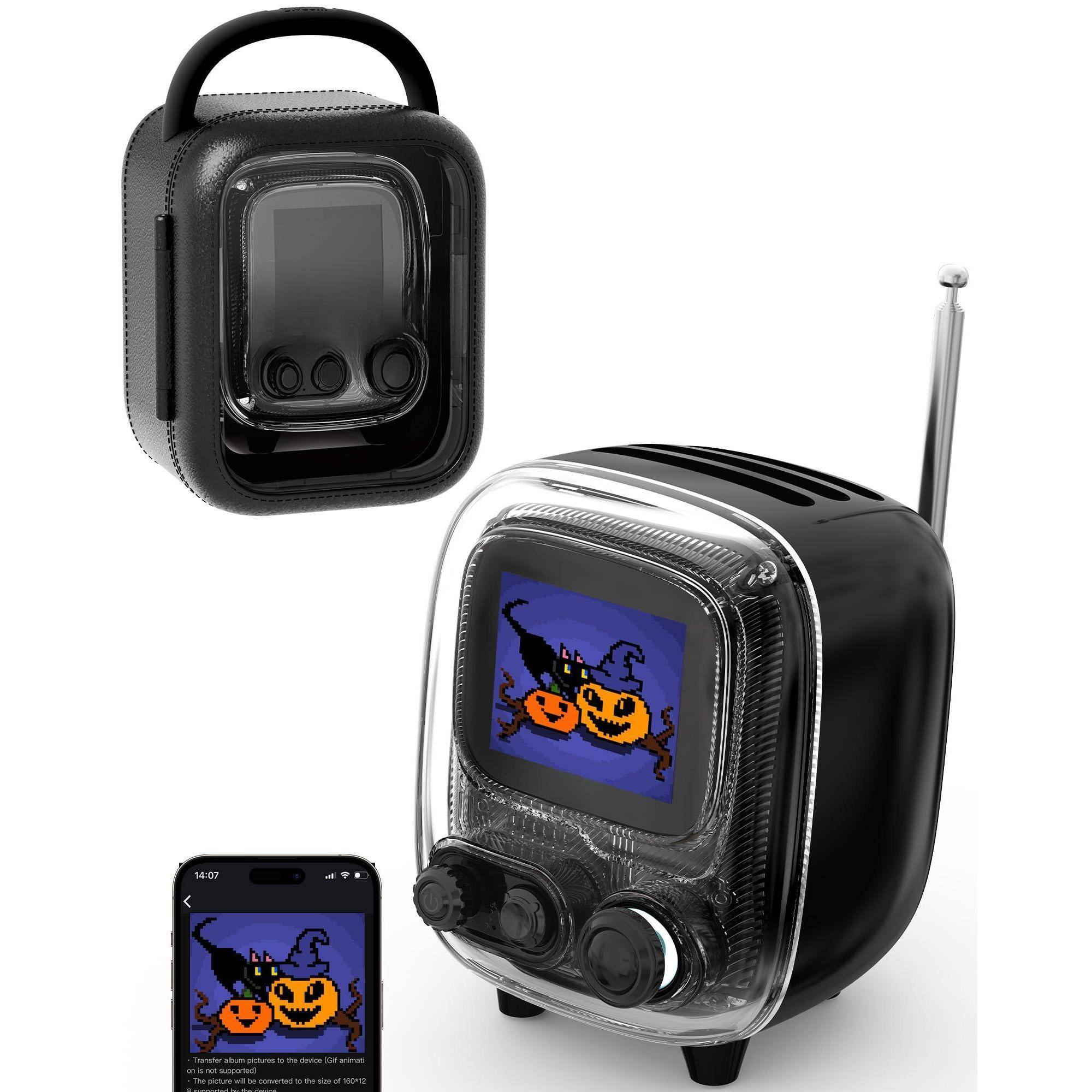 Cedar Assembly - Tiivoo-2 Retro Pixel With Usb-c tf Playback Custom Art Display Alarm Clock Noise Sleep Mode Desk Setup Fo - Black