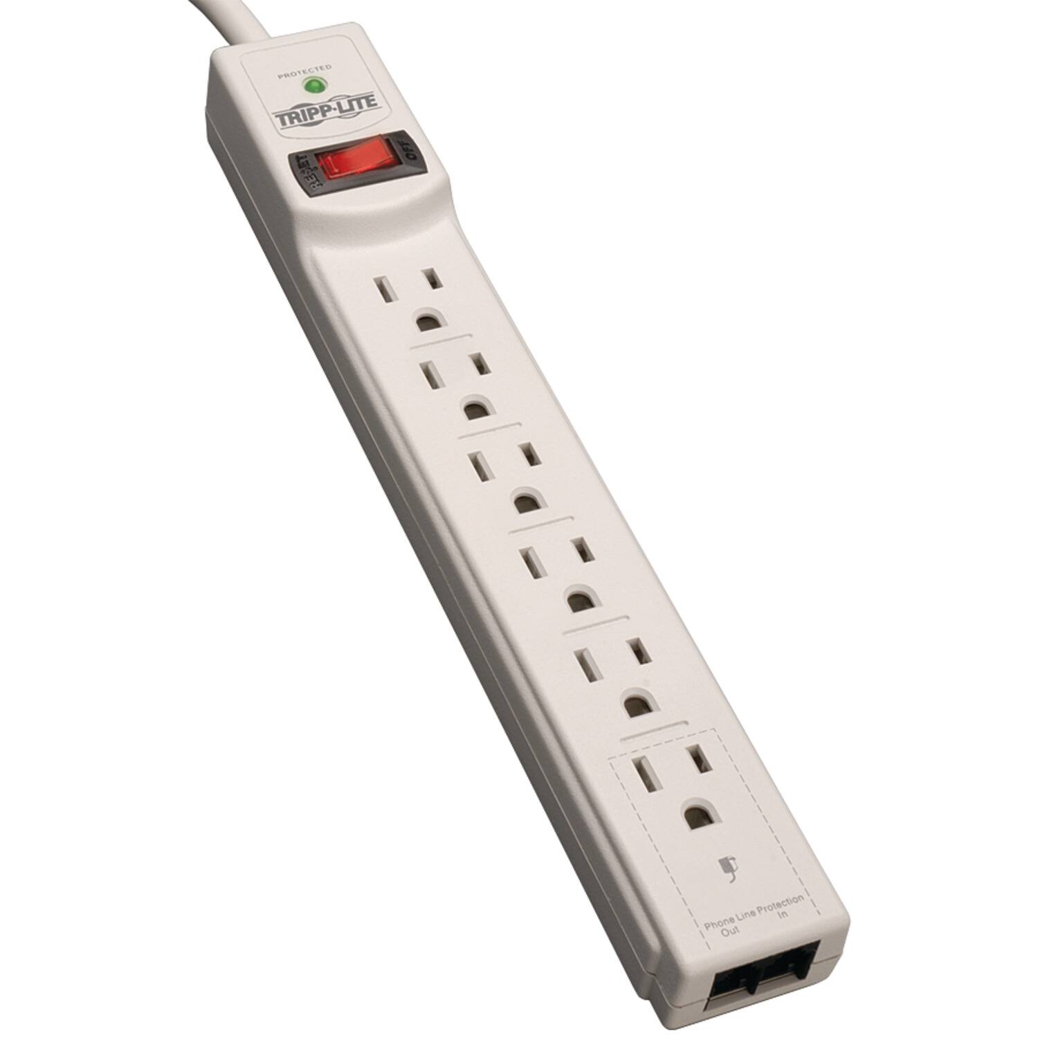 Tripp Lite - By Eaton 790-joules Surge Protector With Telephone, Fax, And Modem Protection, 6 Outlets, 4-ft. Cord - White
