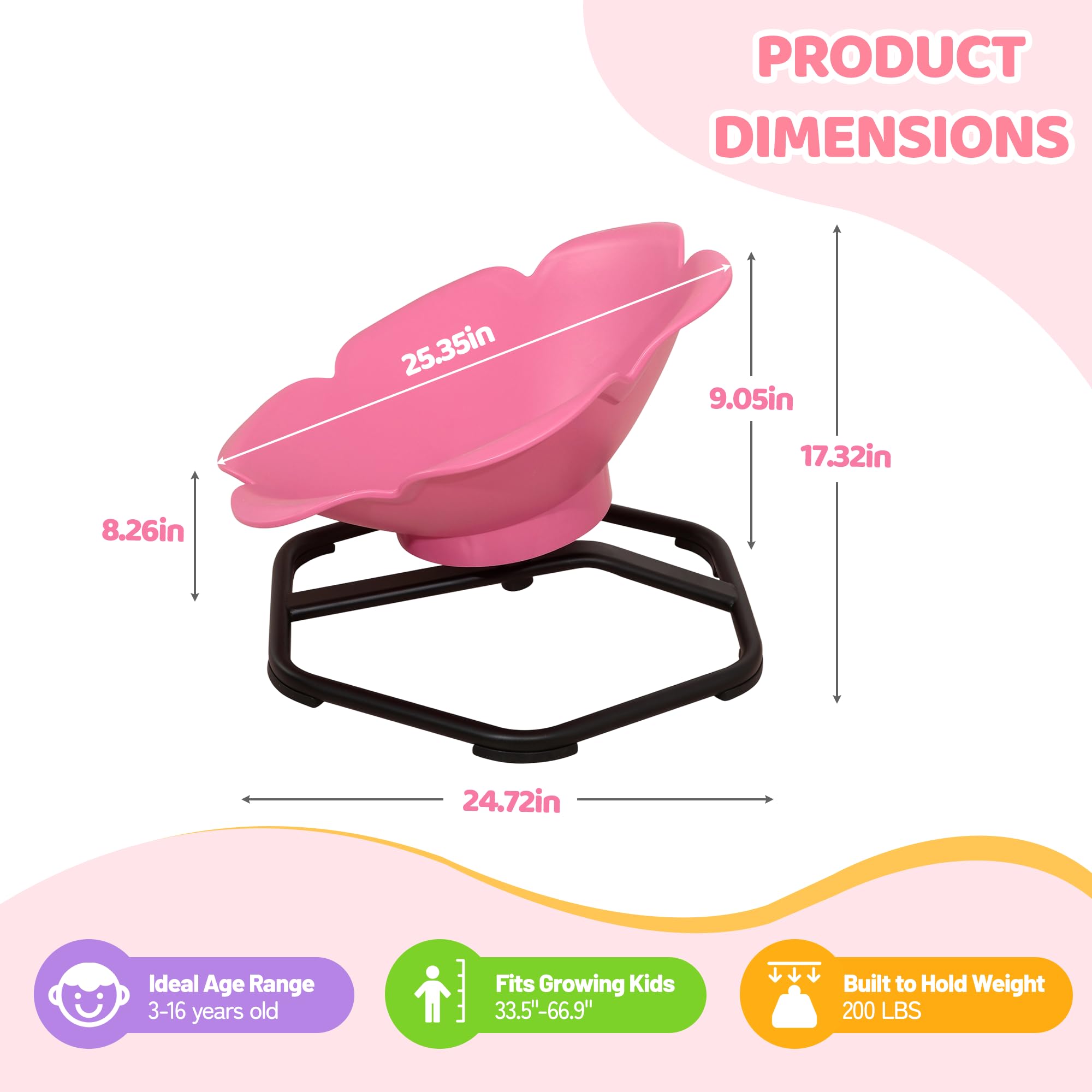 PRODUCT DIMENSIONS  
25.35in x 9.05in x 17.32in x 8.26in x 24.72in  
Ideal Age Range: 3-16 years old  
Fits Growing Kids: 33.5"-66.9"  
Built to Hold Weight: 200 LBS