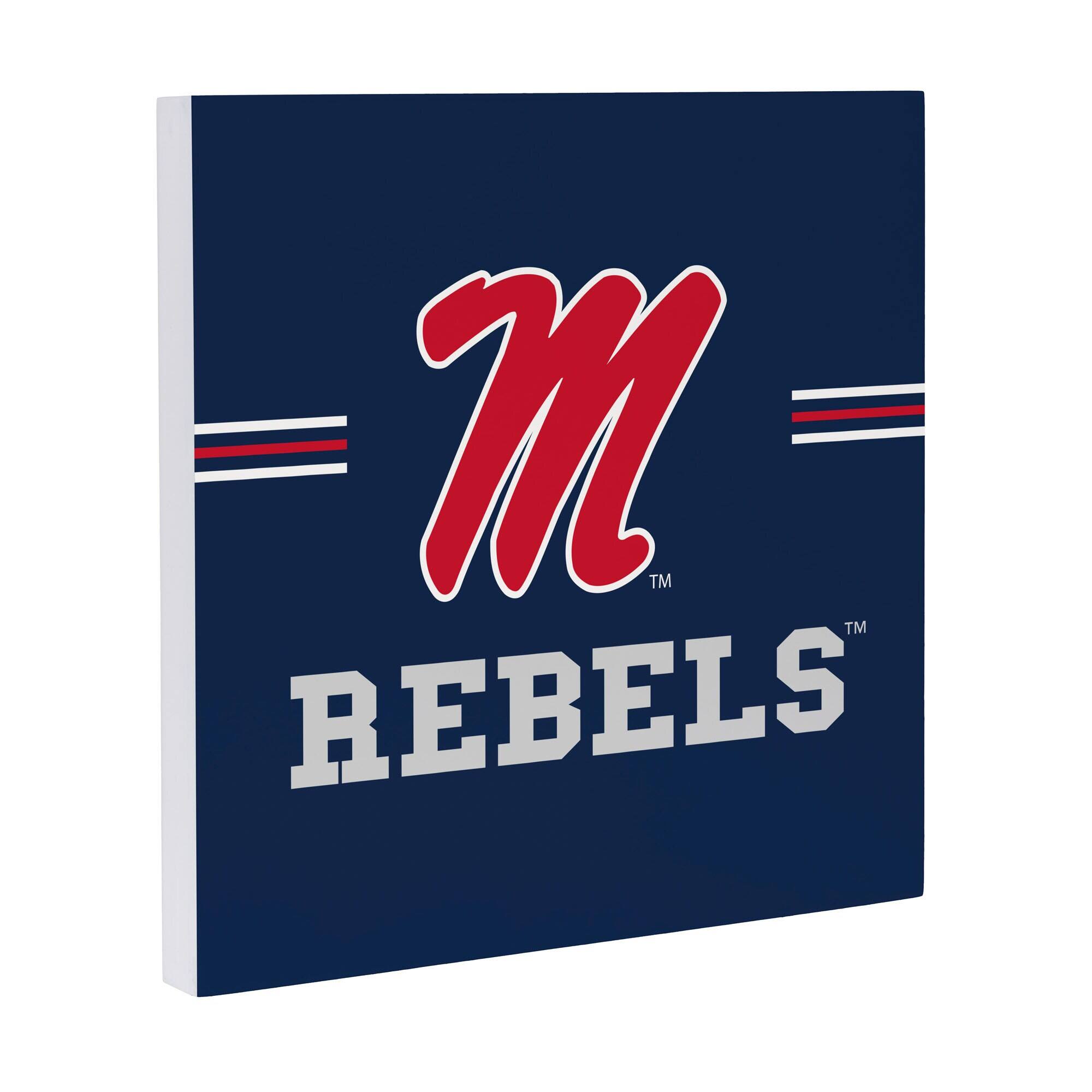 Alt View 1. Evergreen Enterprises - Ole Miss Rebels 12" x 12" Wood Wall Sign - Multicolor.