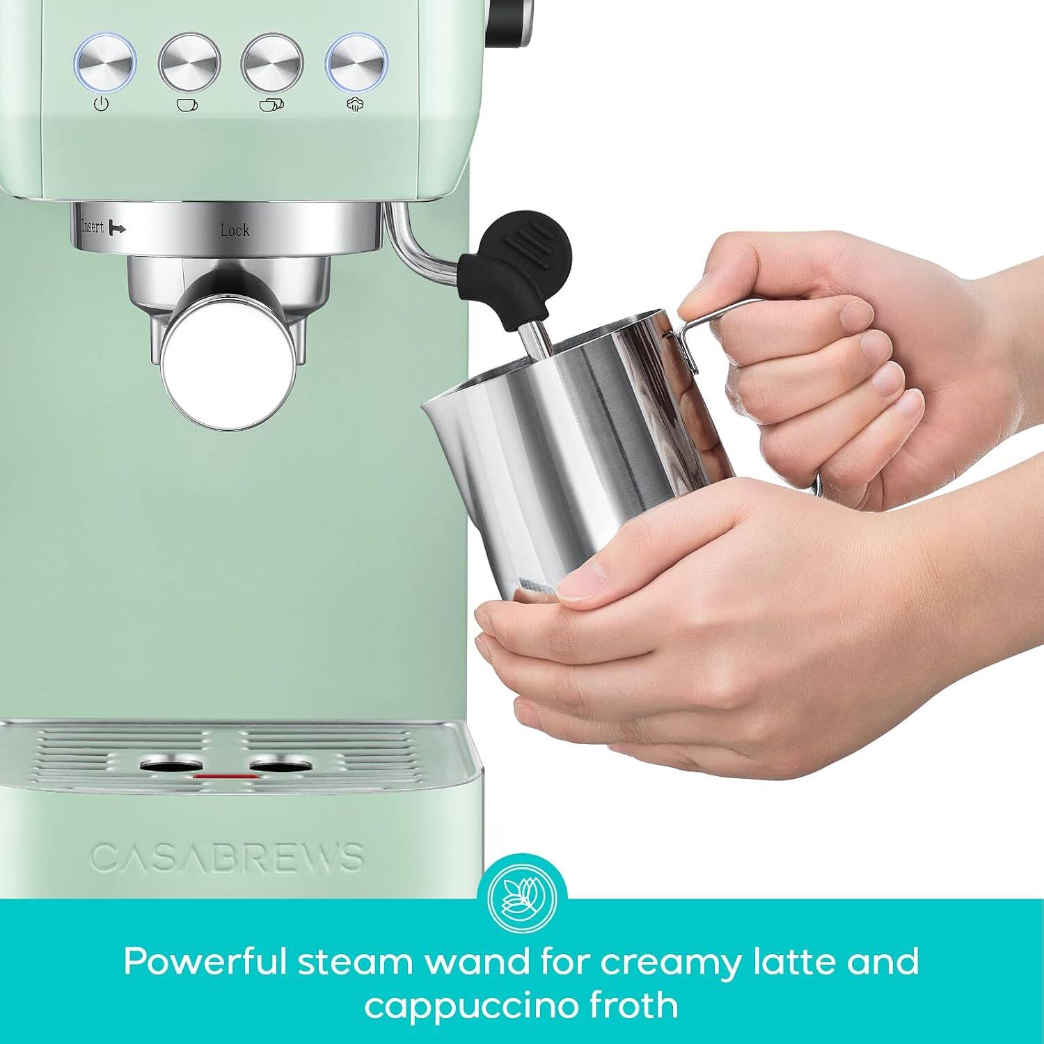 Casabrews 3700 Essential Espresso Machine, 20 Bar Coffee Maker with PID ...