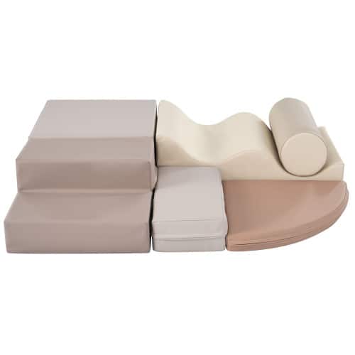 Akoasm - 6 in 1 Soft Play Equipment Climb and Crawl Playground for Kids - Beige
