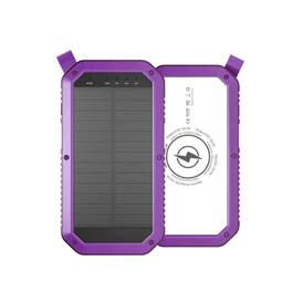 Kitcheniva - Mini Solar Power Bank 10,000mAh Wireless Charging With LED Flood Light - Purple
