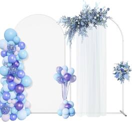 Oumilen - 7.3Ft Metal Wedding Arch Backdrop Stand with Arch Cover