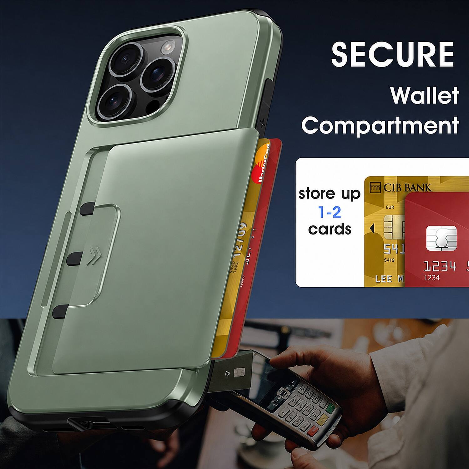 SECURE Wallet Compartment  
Harlorbaut store up TO CIB BANK EUR 1-2 RED cards II VAHO 12709 THRU 541 5419 1234 ! LEE M 1234 TODA
