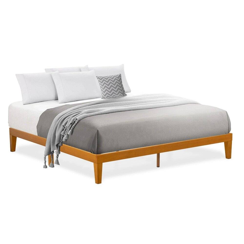 Angle. East West Furniture - King Size Platform Bed Frame with 4 Legs and 2 Extra Center Legs - Oak Finish - Oak.